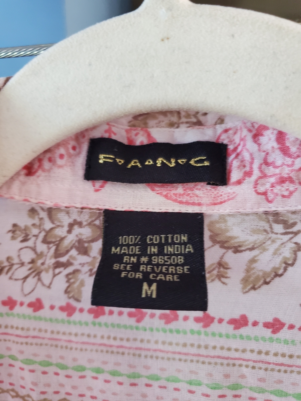 Pink Floral-Stripe Ruffle Button Front Blouse - Picture 2 of 3